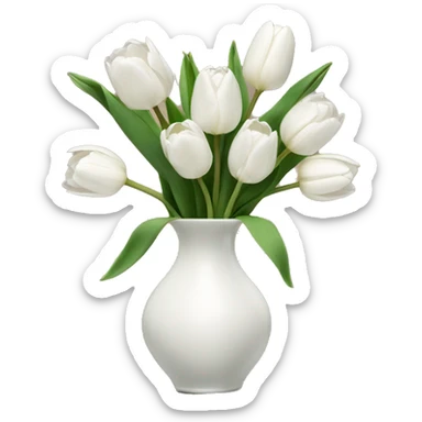 White tulips in eclectic vase  sticker