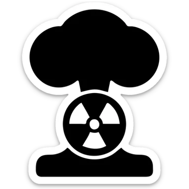 Add a radioactive symbol to the nuke symbol, keep it bold and clear, modern icon style, no background. sticker