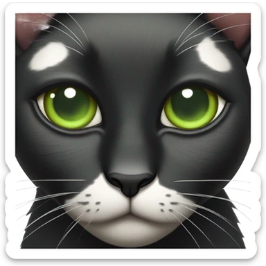 Black and with more white cat with spots and green eyes sticker