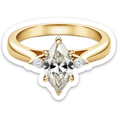 marquis diamond gold engagement ring sticker