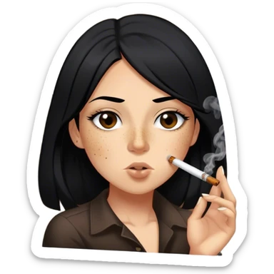 girl with black hair freckles button nose brown eyes smoking a huge blunt hanging out of a black nissan altima sticker