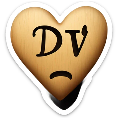 Heart carved into tree with initials D V on heart sticker