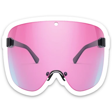 pink tinted shield visor glasses, frameless Y2K style, one continuous lens sticker