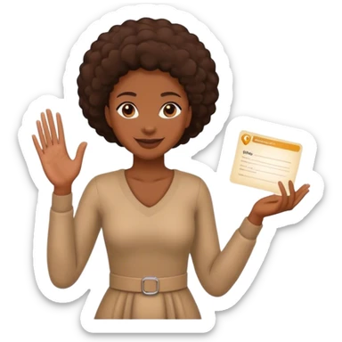a black woman moving her hand in an invitation to approach sticker