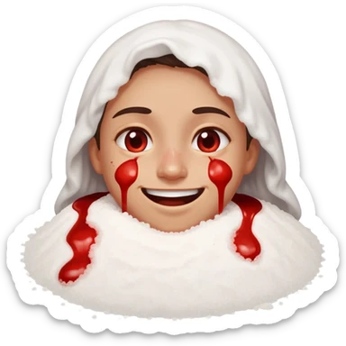 smiling face with bloody nose and a pile of salt sticker