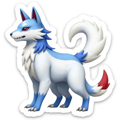 Garurumon-Linoone-Renamon-Zangoose-fusion-hybrid-creature (full body) sticker