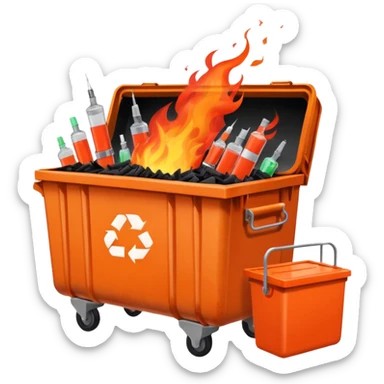 Dumpster fire filled with syringes  sticker