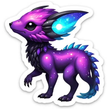 Epic Edgy Cute Vibrant Dark Nebula Modern Vernid-Protogen-creature-animal, full body sticker