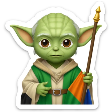 Yoda with an Irish flag in the background sticker