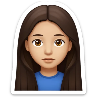 Create a emoji version of me with light skin color, brown eyes and dark brown straight long hair  sticker