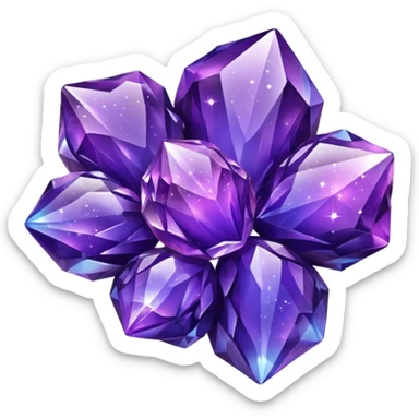 glossy purple glass nebula crystal clusters sticker