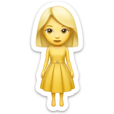 fashionable outfit, yellow face emoji wearing a stylish dress sticker