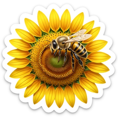 bee on a sunflower sticker
