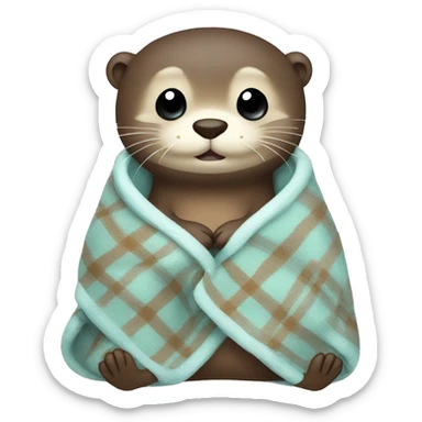 otter cozy in blanket sticker