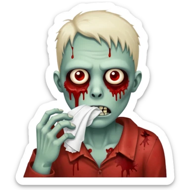 zombie holding tissue to nose sticker