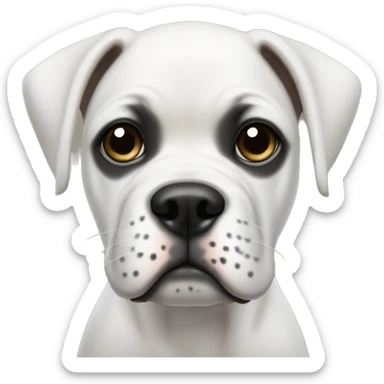 white boxer puppy with a couple small black dots on face  sticker