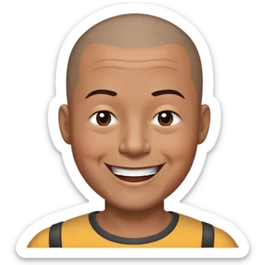 Nam, 50 tuổi, đầu đinh, nhắm 1 mắt, cười tươi, da đen, nhướng lông mày sticker