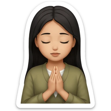 brown girl praying curls black hair and eyes closed sticker