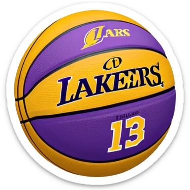 Minimalist purple and gold Spalding basketball with NBA logo, Lakers colors, iOS emoji style sticker