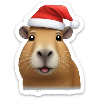 Capybara with a Santa hat sticker