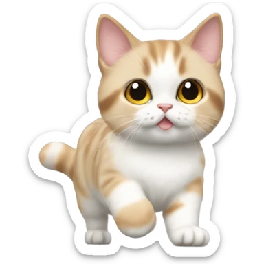 munchkin cat side PROUD WALK, walking, standing sticker