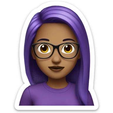 Girl with black and purple hair with black glasses   sticker
