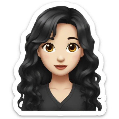 Beautiful girl,Black hair,wavy hair，long hair,Black eyes,Chinese sticker