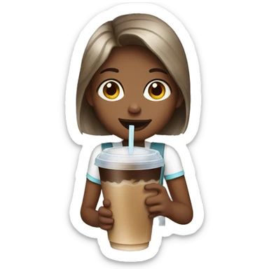 Girl drinking iced coffee sticker