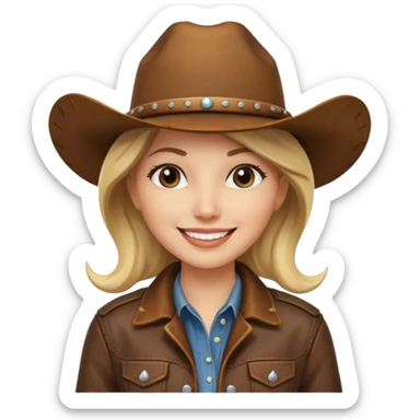cowgirl with cowgirl hat smiling sticker