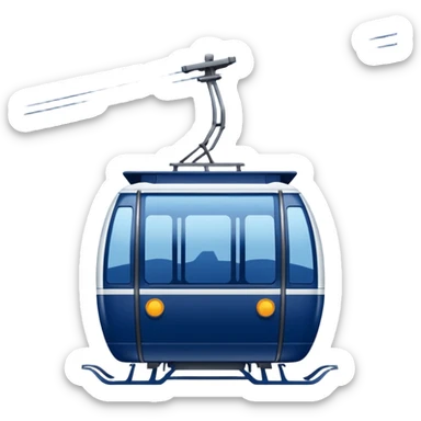 create a cablecar emoji in winter. make it navy dark blue. no yellow. and add the words in white: Lenk  sticker