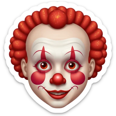red glitter clown with the neutre facial expression sticker
