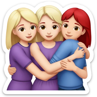 Hugs between 4 white people  sticker