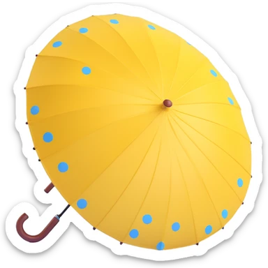 yellow umbrella with polka dots sticker