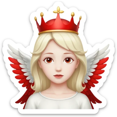an angel with a red crown on her head, 4 wings sticker