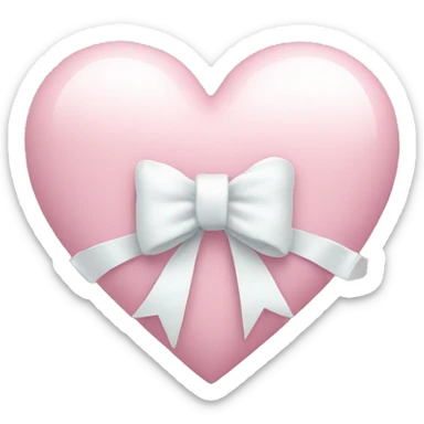Pastel pink heart with white bow sticker