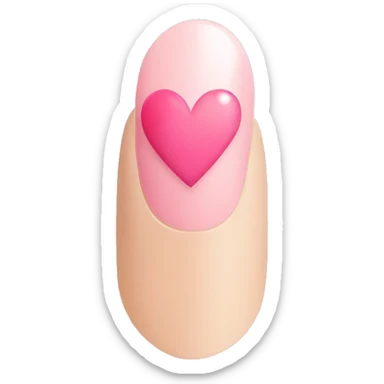 Nails with heart pink and cute sticker