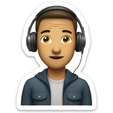 man in headphones sticker