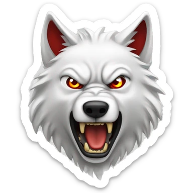 Angry white wolf with red eyes sticker