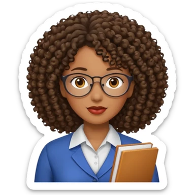 Black female teacher with curly hair and no glasses sticker