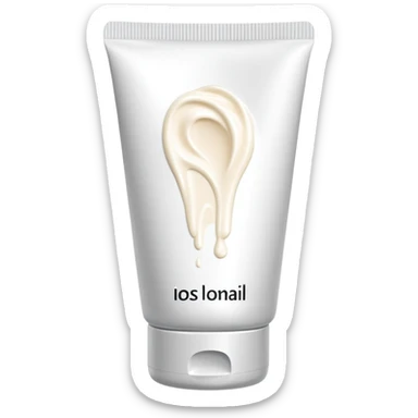 used tube of hand cream, slightly squeezed, cap off, some cream visible sticker