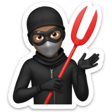 A young African male wearing a ski mask in full black clothing, holding a micro Draco in the air carelessly sticker
