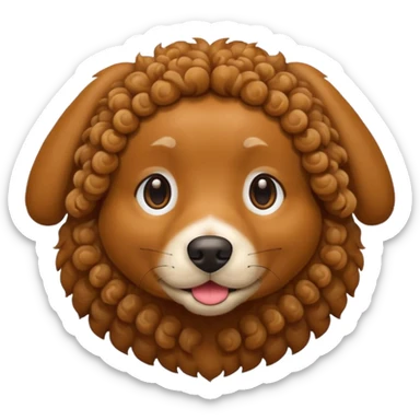 Brown dog curly
 sticker