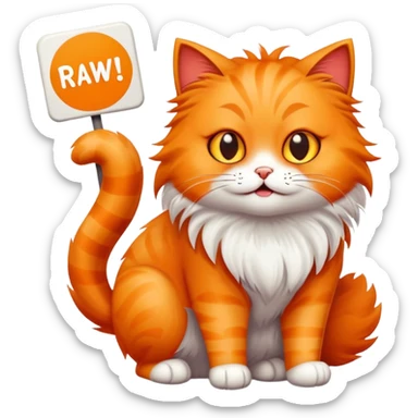 Sassy cat with sign that says rawr sticker