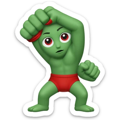 W or L has the appearance of two letters that are combined together, or next to each other. An eye is plastered on each letter, and are attached to legs. The W is green, while the L is red. W’s hand is curled tightly into a fist, and L’s hand is posed in an “L” shape. sticker