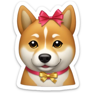 Shiba with a ribbon sticker