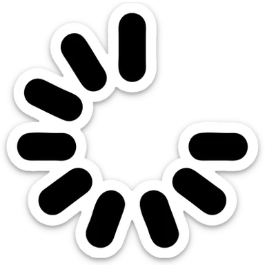 A loading icon in a black filled icon style, with a spinner. sticker