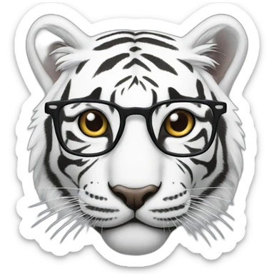 White tiger with glasses sticker