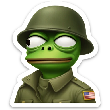Pepe frog soldier thousand yard stare sticker