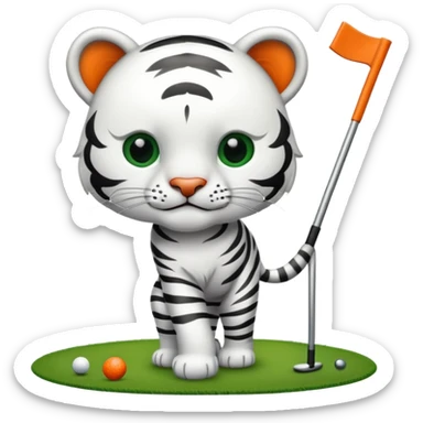 White tiger golfing sticker