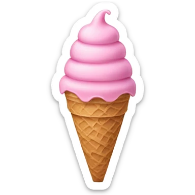 Pink ice cream in a tan cone sticker